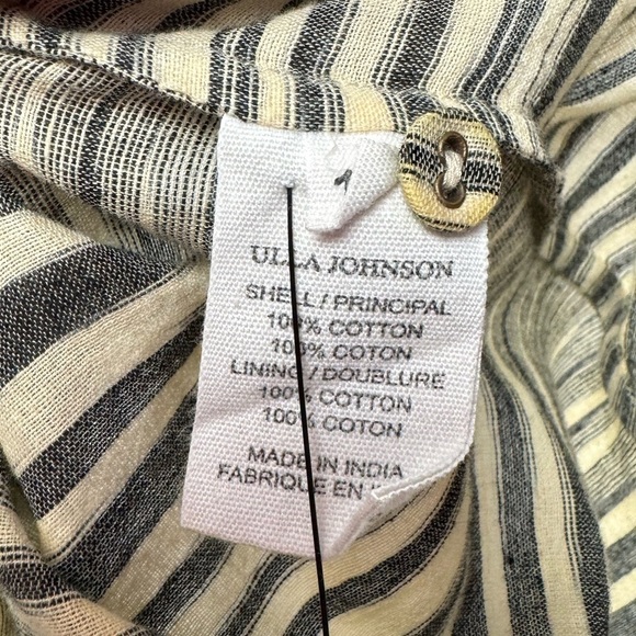 Ulla Johnson Fiora Cotton Long Sleeve Stripe Dress in Neutral Size 12 - Picture 10 of 16